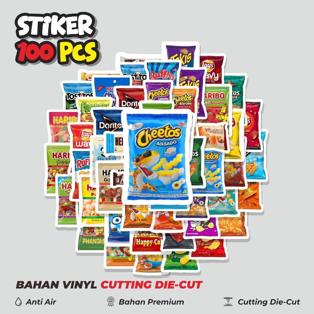 

Terbaru! 50 pcs Stiker Desain Makanan Ringan & Permen Dekorasi Lucu Kreatif untuk Notebook, Skateboard, HP