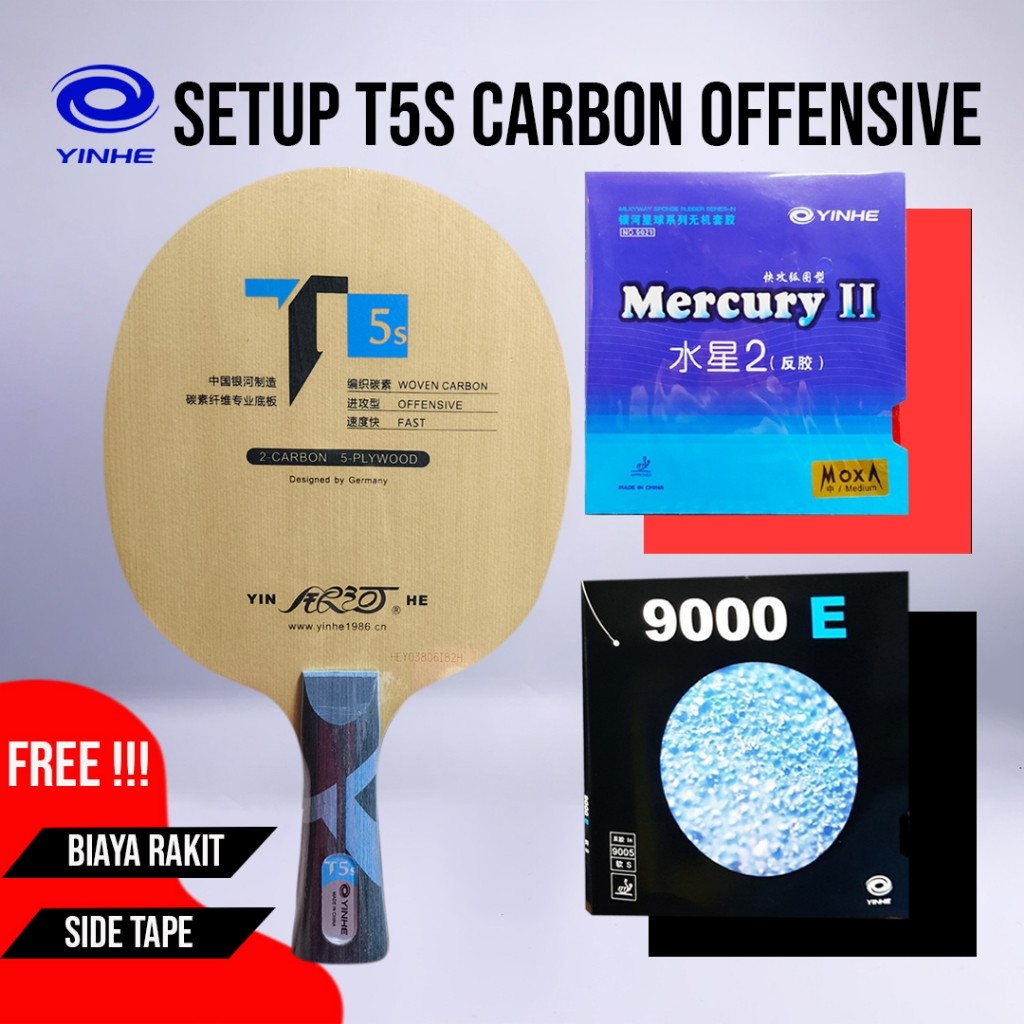 Paket Bat Pingpong Rakitan Yinhe T5S Carbon Offensive Yinhe Mercury II Yinhe 9000 ECO