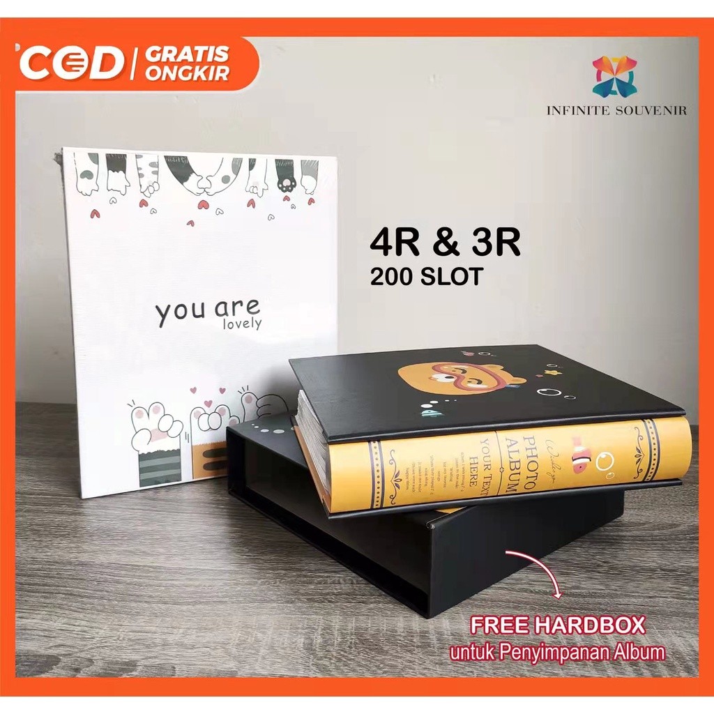 BUKU ALBUM FREE HARDBOX 4R & 3R 200 Slot Foto / ALBUM HARDBOX / BUKU ALBUM FAMILY / ALBUM BERMOTIF /