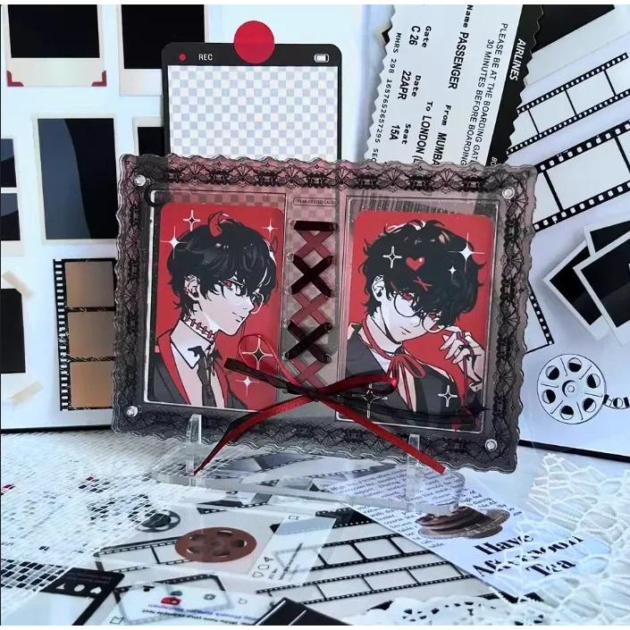 

Ribbon Lace Gradient Acrylic Frame Mini Photocard Holder Display Stand Brick Japanese Game Card Anime Collection Frames