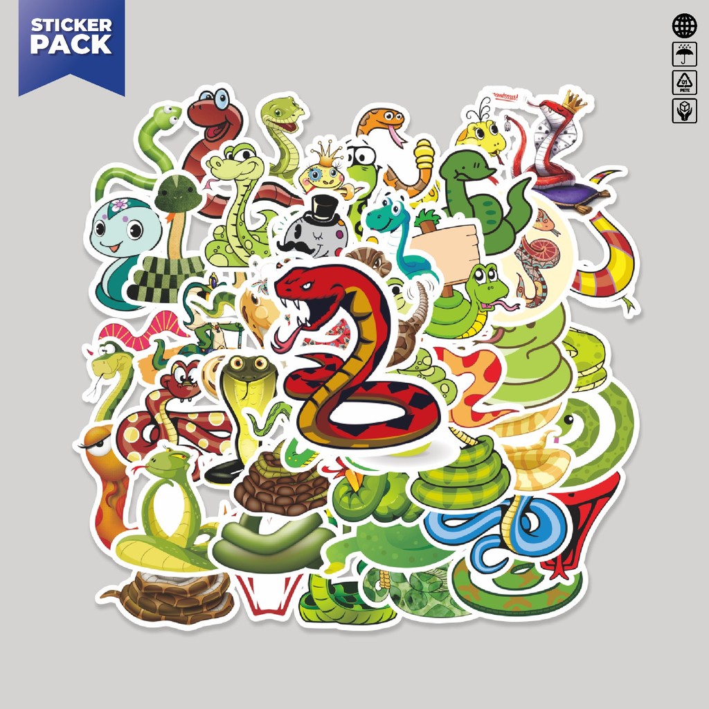 

[100PCS]Stiker Pack Stiker Hewan Snake / Ular Aesthetic Vinyl Anti Air Dekorasi Sticker Laptop Buku Journal Koper Helm Casing HP Gitar Helm Skateboard