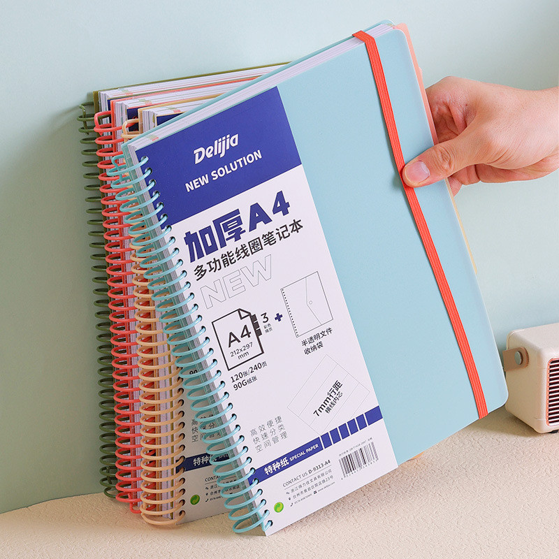 

A4 Large Coil Notebook, 120 Sheets,PP Cover,Office Notebook, Horizontal Line Book, Grid Book