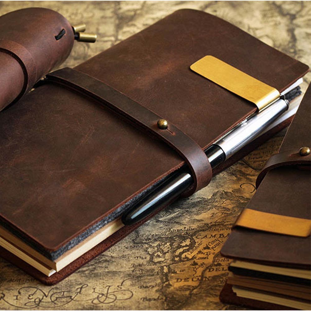 

Junetree Handmade Cowhide Vintage Notebook Journal Blank Leather Cover Diary genuine leather travel diary Sketchbook Planner