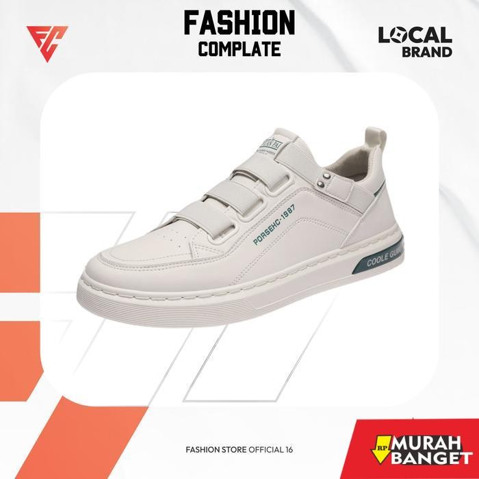 Sepatu Sneakers Pria Wanita Unisex Casual Fashion Kuliah Putih Jumbo - Cream, 41