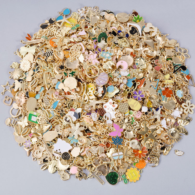 10/30/50/100pcs Mixed Enamel Pendant Sunflower Heart Starfish Shell Music Charm Accessories Diy Jewe