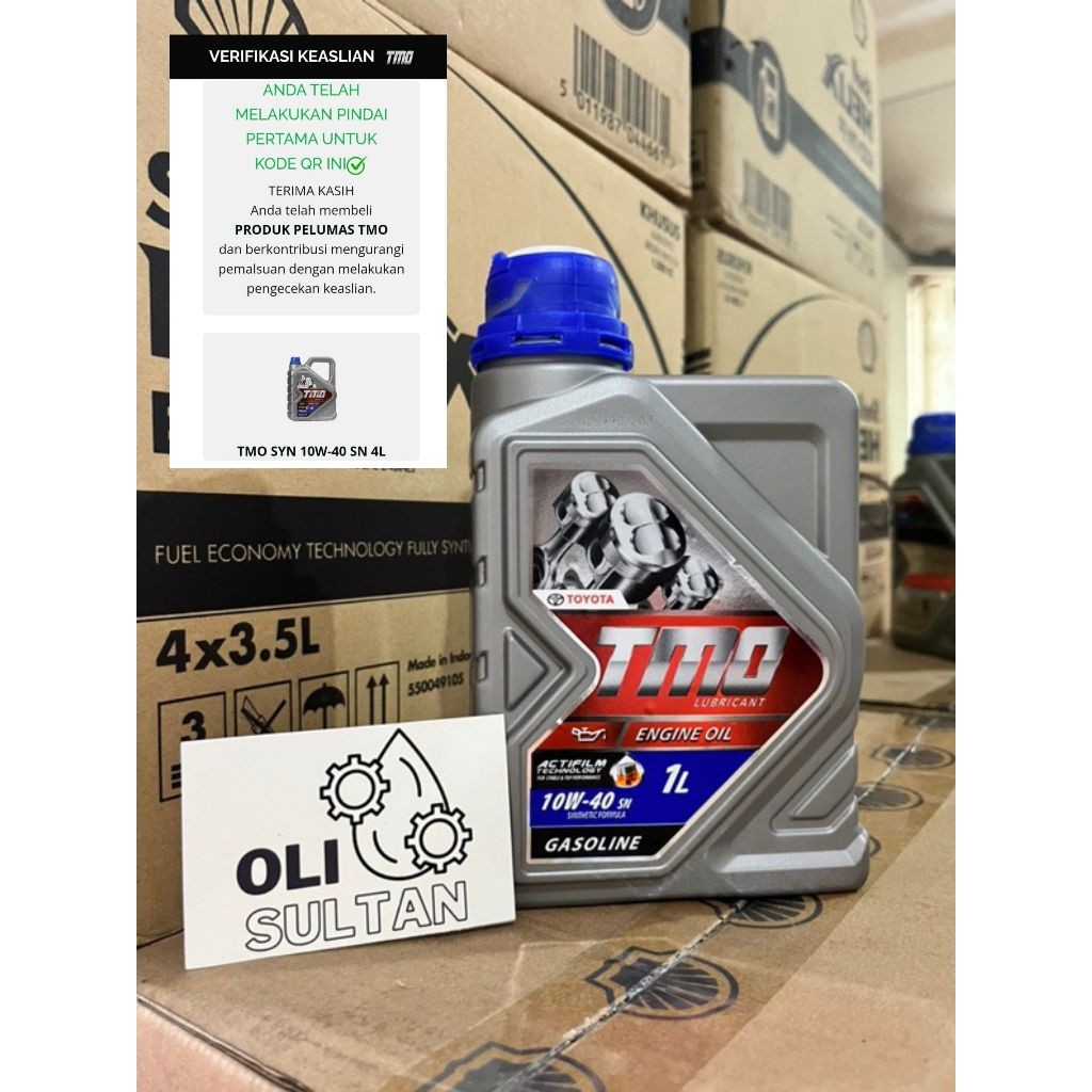 Toyota TMO 10W-40 SN 1L Barcode | Original Engine Oil - Oli Mobil TMO