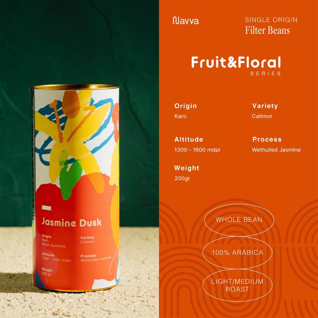 

200 gr Filter Beans Arabica Infused Coffee Jasmine Dusk Karo Jasmine / 200 gram Biji Kopi Sangrai Filter Arabica kopi Infused Jasmine Dusk Karo Jasmine Navva Roastery