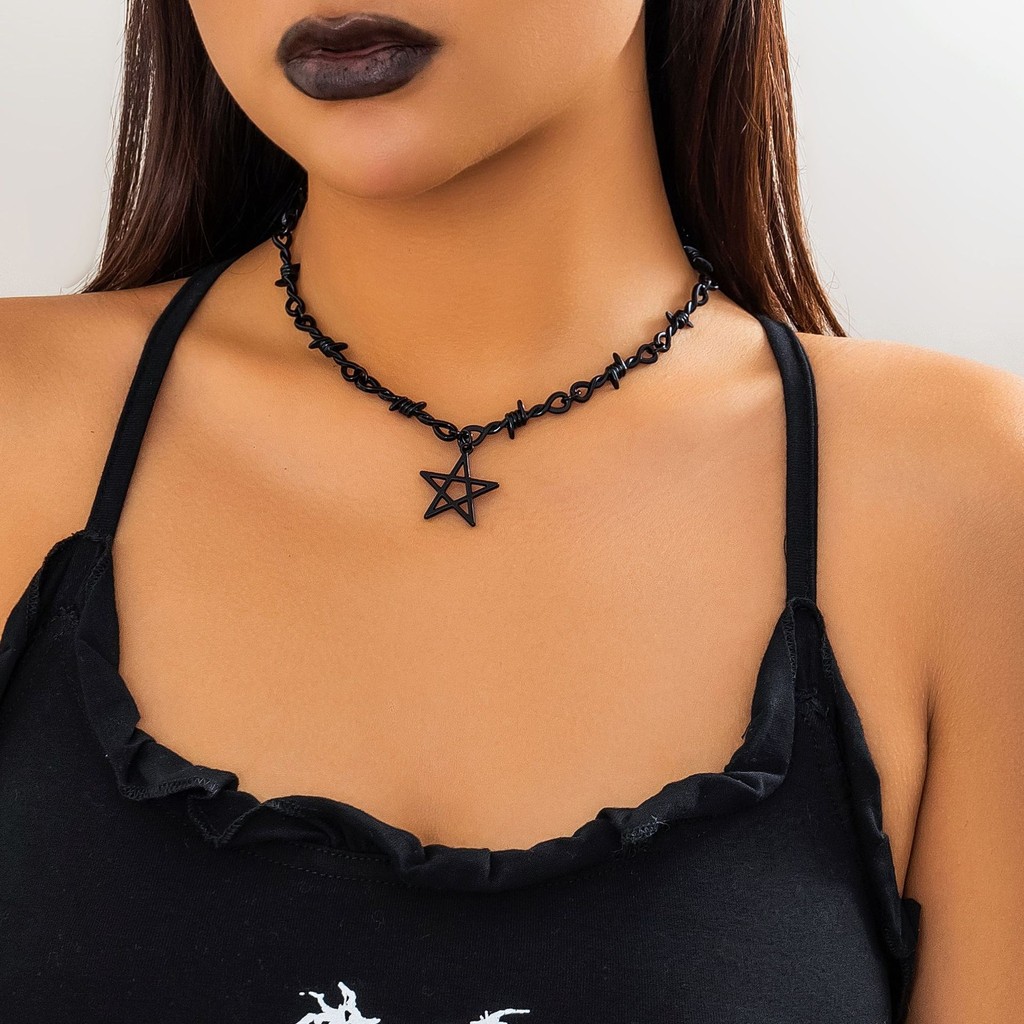 Kalung Pentagram Spice Girl Kalung Clavicle Wanita, Niche Duri Kepribadian Kalung Serbaguna Manis da