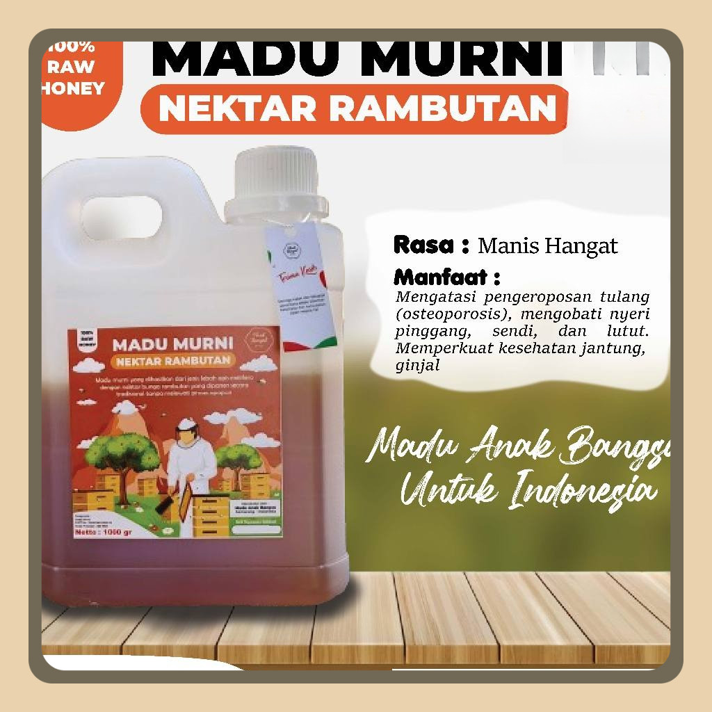 

Madu Asli Hutan Murni Nektar Rambutan 1 kg - Madu Anak Bangsa Grade A 100% Alami Raw Honey