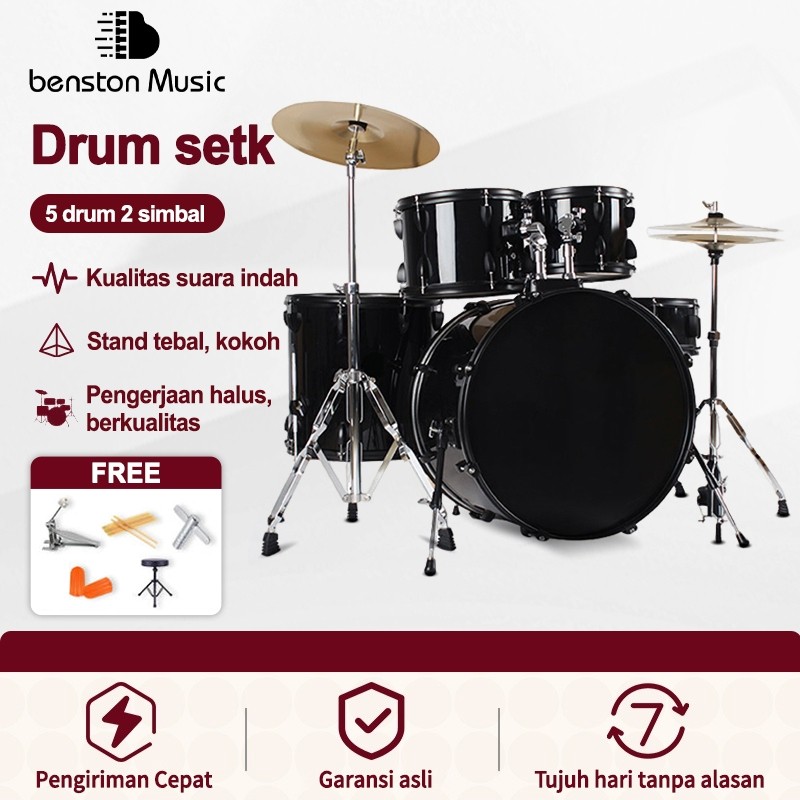Drum pertunjukan profesional, instrumen perkusi. Drum set dewasa, drum set profesional, drum jazz pr