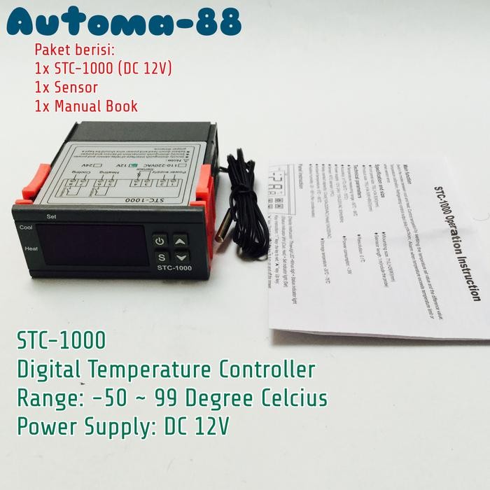 Aauto STC-1000 12Vdc Thermostat Digital Temperatur kontrol DC 12V STC1000