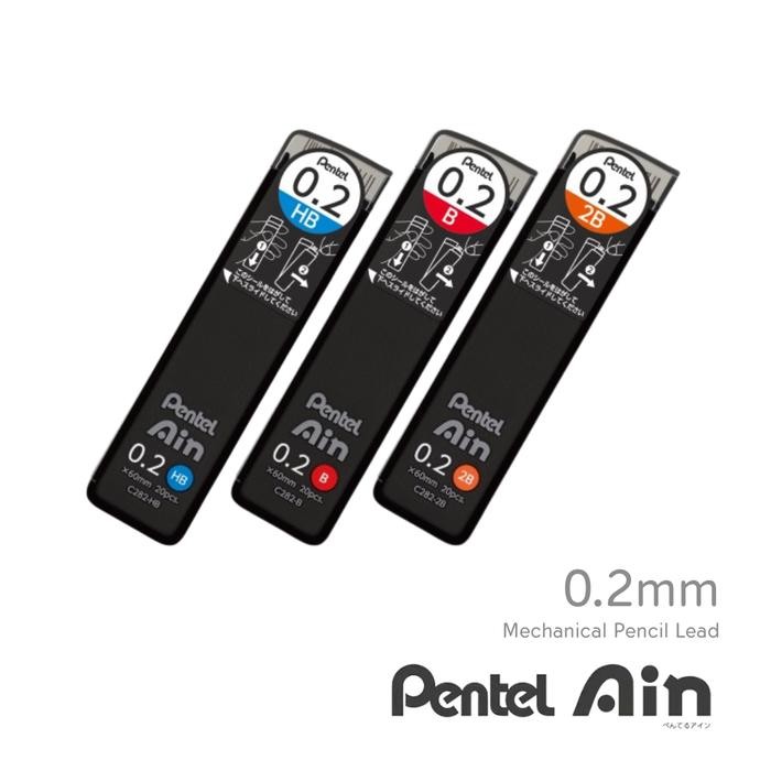 

COD Pentel AIN Mechanical Pencil Lead Refill 0.2mm 0.3mm 0.4mm 0.5mm 0.7mm 0.9mm 1.3mm Isi Graphite Pensil Mekanik - 0.2mm, HB