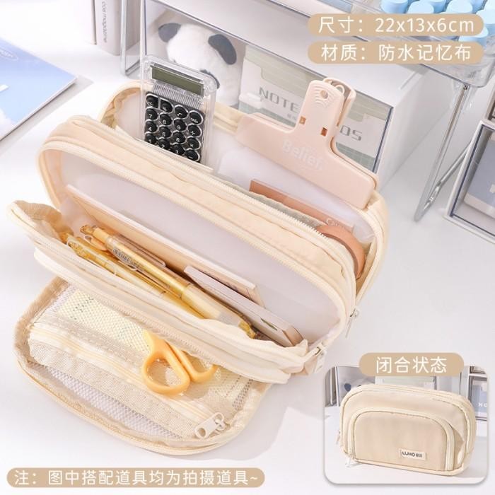 

BEST- [Kuyamol] Tempat Pensil Cute Kotak Pensil Besar aesthetic - Pink - Cream