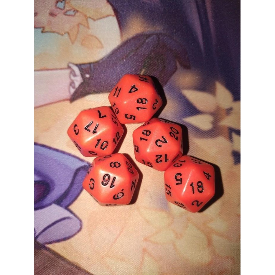 Dice / dadu 20 sisi pokemon, mtg, yugi etc - Solid orange