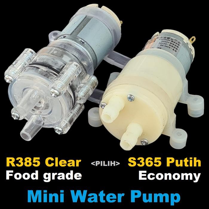 Pompa Air Mini Motor Dinamo DC 12V Dispenser Aqua Galon Bawah Aquarium - R385 Clear