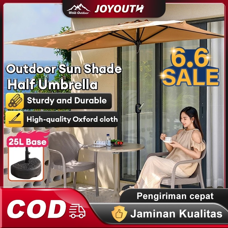 Joy 250CM Tenda Payung Tenda Lipat Payung Di Dinding Payung Gantung/Taman/Cafe/Pantai Payung Teduh S