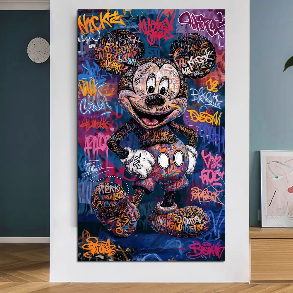 

Hip-Hop Mickey Mouse Poster, Fashion Trends Wall Art, Pop Graffiti Picture, Living Room Home Decoration, Canvas Painting Print