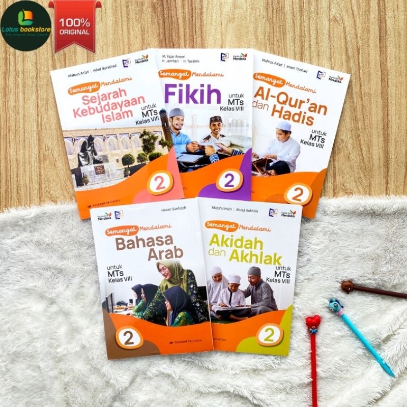 

Seri Semangat Mendalami MTs Kelas 8 - Bahasa Arab/Akidah Akhlak/Fikih/Quran Hadits/SKI - Kurikulum Merdeka - Penerbit Erlangga - Buku Original