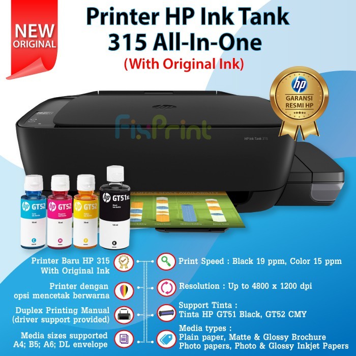 

Printer HP Ink Tank 315 520 All in One Inktank HP 415 580 Wifi infus Pabrik Print Scan Copy Print Foto Multifungsi Color Photo 319 3 in 1 Original Ori