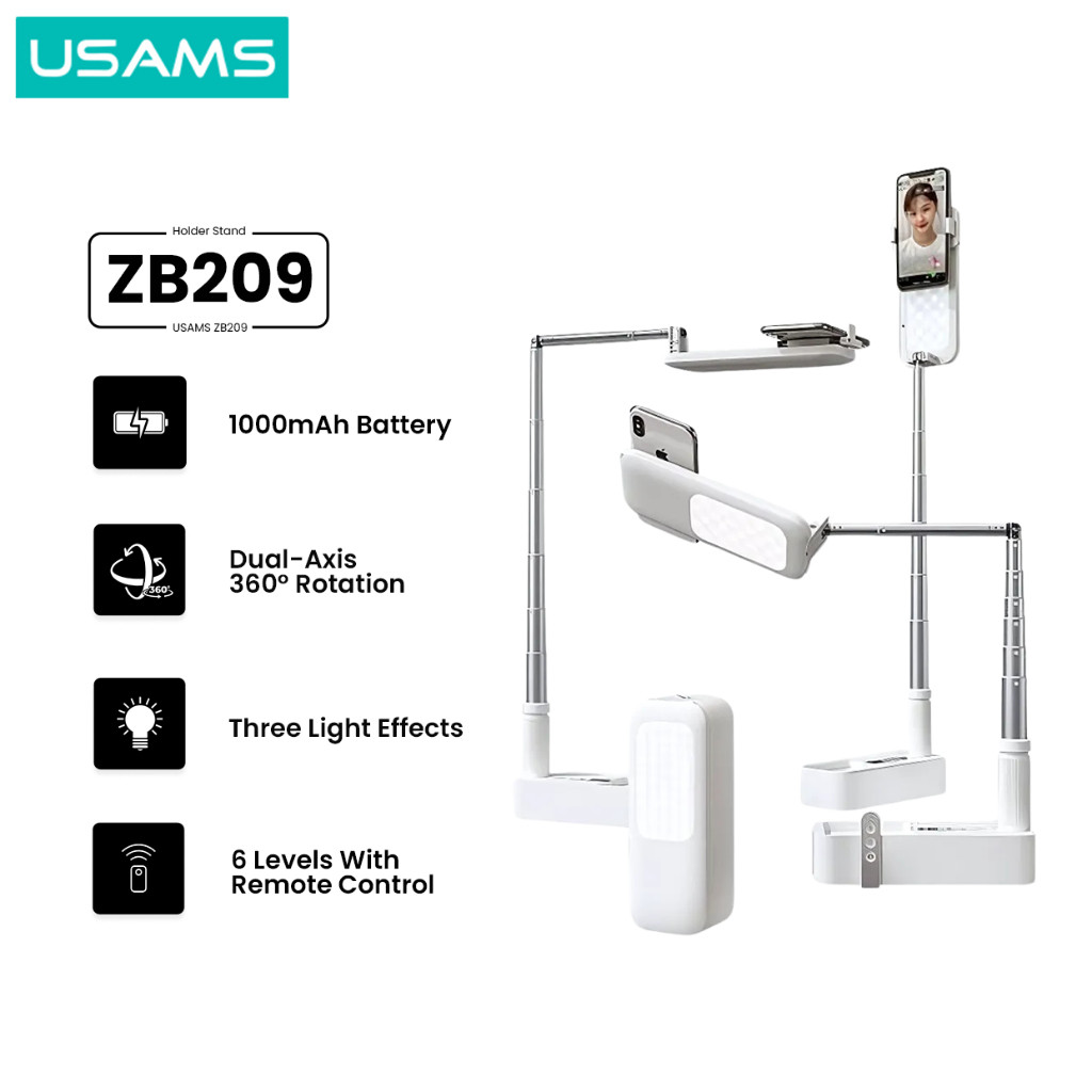 USAMS ZB209 Stand Phone Live Show Lipat Multi Fungsi Ring Light