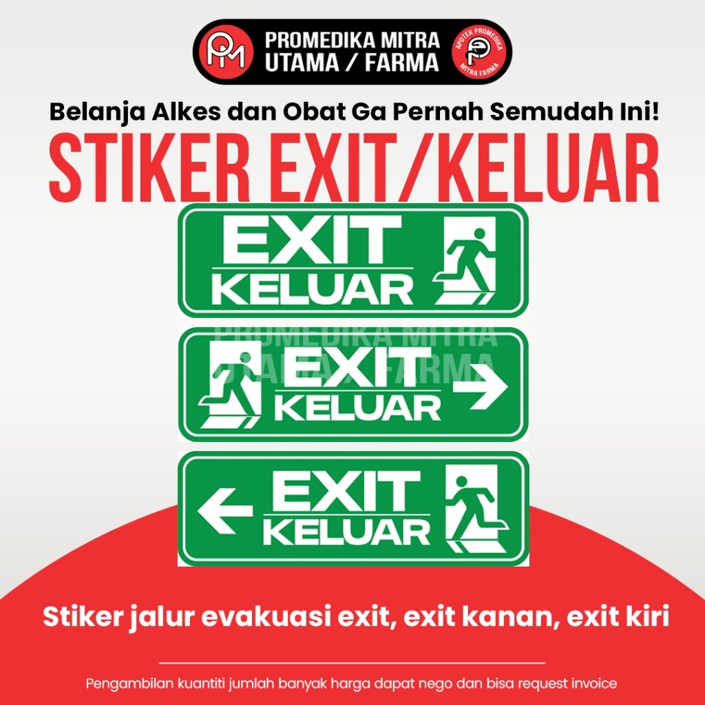 

Stiker Jalur Evakuasi Exit / Keluar Kanan Kiri