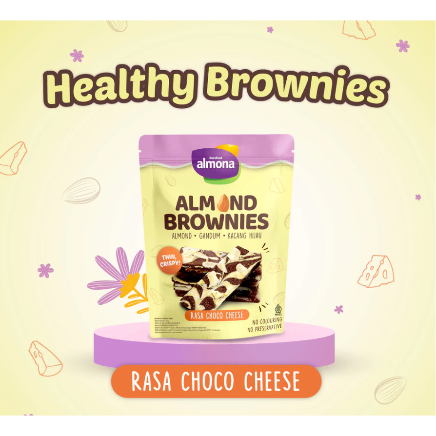 

Almona Almond Brownies 50gr - ChocoCheese | Snack Sehat - No Preservative - No Coloring
