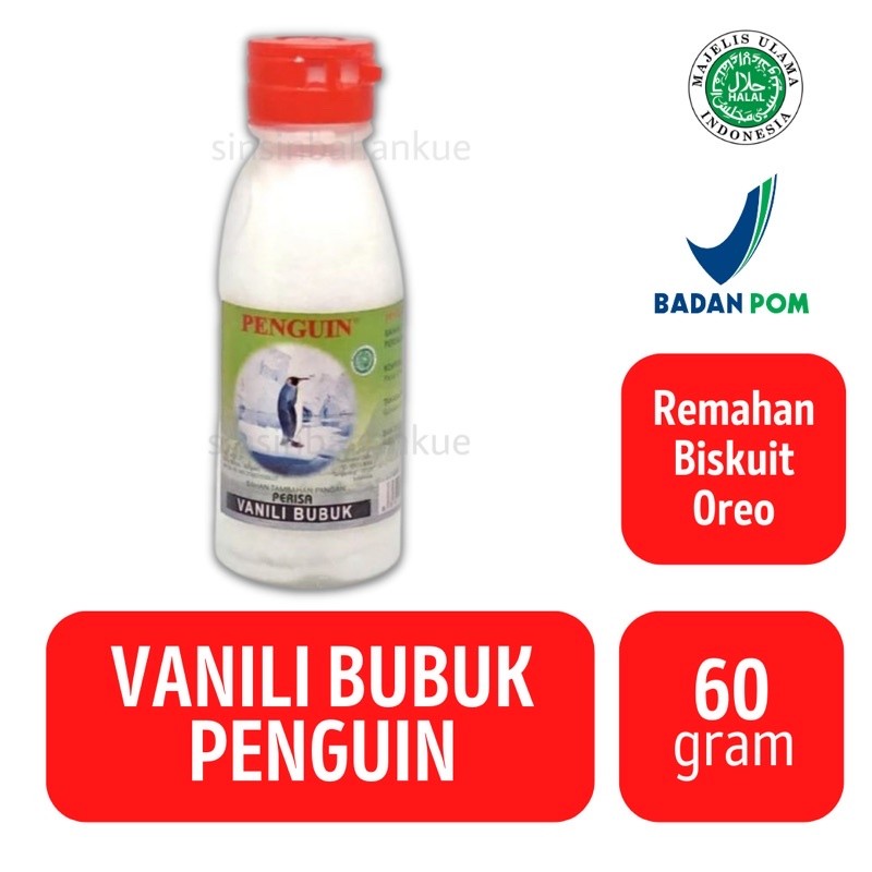 

[oddsolshop] pekanbaru/Penguin Perisa Vanila Bubuk 60GR Serbuk Vanilla Powder Botol Kecil Mini Halal