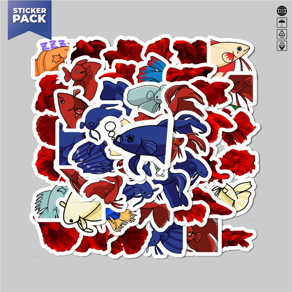

[100PCS]Stiker Pack Sticker Hewan Ikan Cupang Aesthetic Vinyl Anti Air Dekorasi Sticker Laptop Buku Journal Koper Helm Casing HP Gitar Helm Skateboard