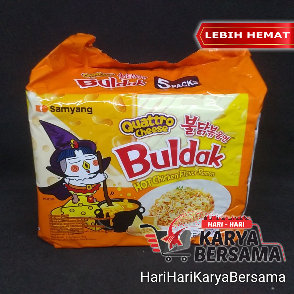 

MIE INSTAN SAMYANG BULDAK QUATTRO CHEESE HOT CHICKEN FLAVOR RAMEN PACK 5'S X 145GR