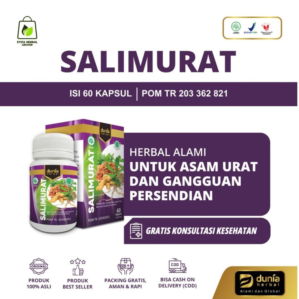 

SALIMURAT Herbal Asam Urat & Gangguan Persendian SHG Dunia Herbal