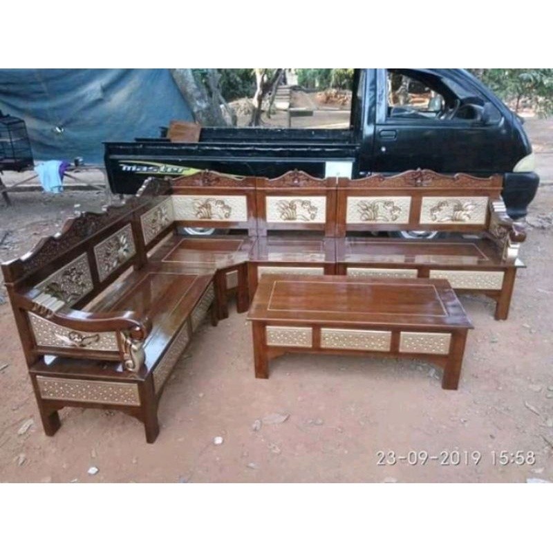 Furniture kursi sofa tamu model sudut bagong blok/ kursi jati minimalis untuk ruang tamu kecil / kur