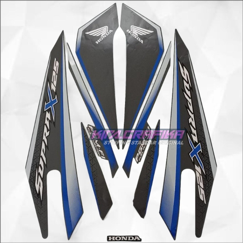 STRIPING MOTOR SUPRA X 125 FI 2017 2018 HITAM BIRU STANDAR FULLSET