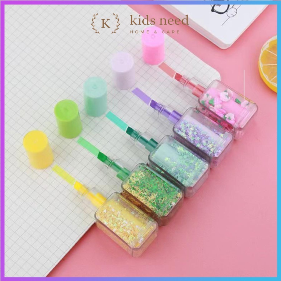 

(6 Warna) Stabilo Bentuk Cat Kuku Highlighter Motif Botol Lipstik Stabilo Highlight Set Lucu Hadir