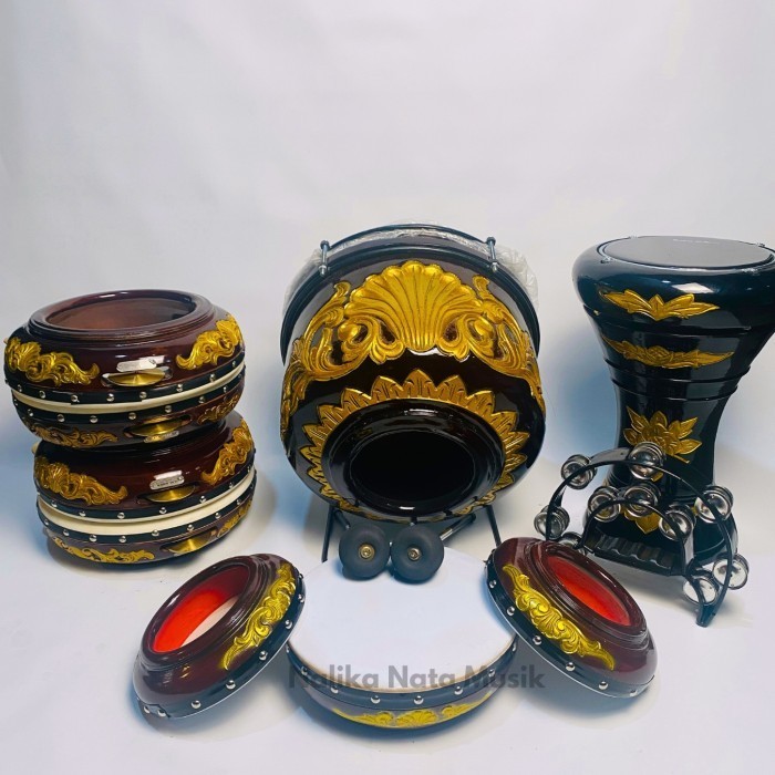 PROMO HABIB SYEKH HADROH UKIR JEPARA KUNINGAN ASLI + TAM KULIT UKIR + DUMBUK/DARBUKA BERKUALITAS SUP