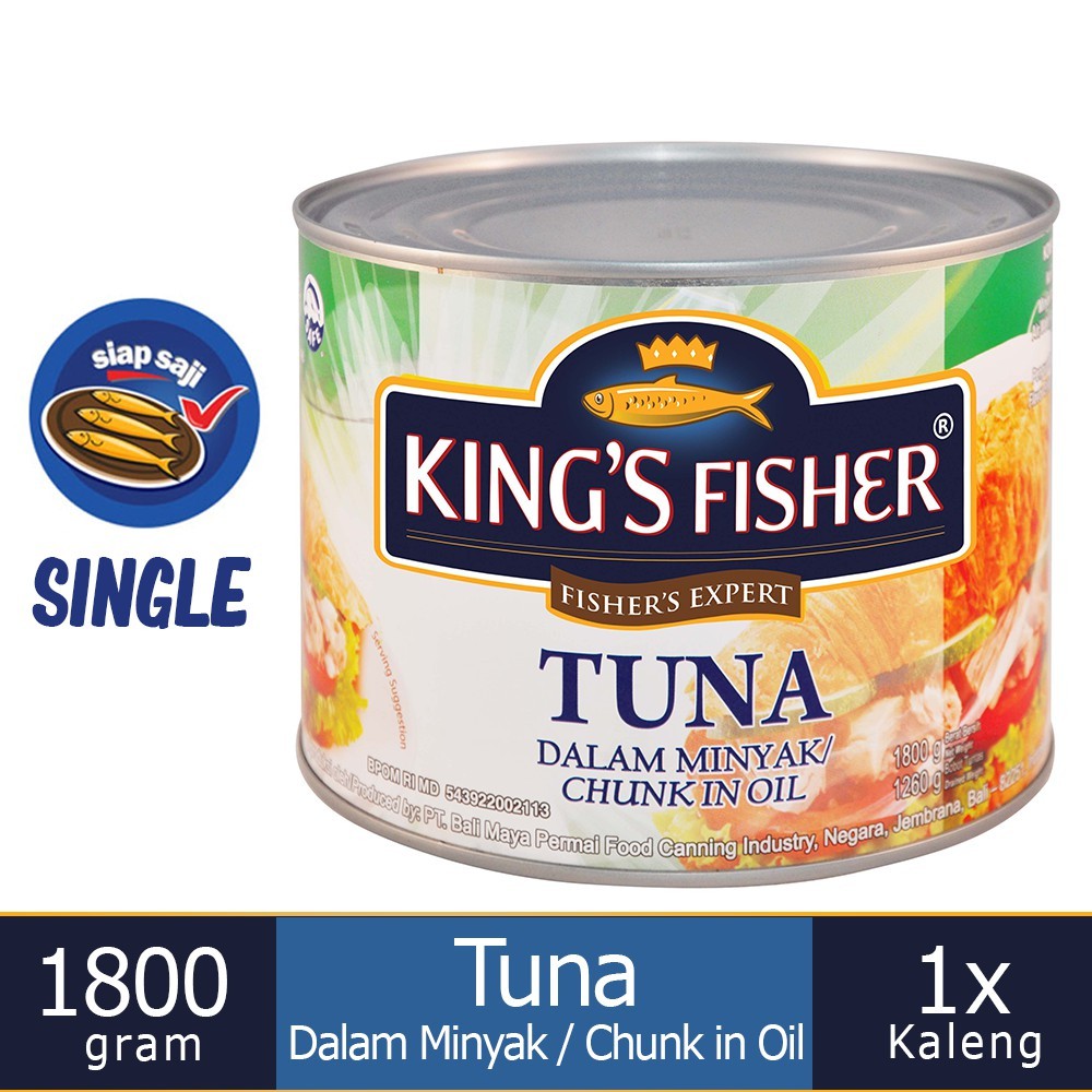 

MyHomey King's Fisher Tuna Minyak Nabati 1800g Tuna in Oil Daging Tuna Makanan Kaleng