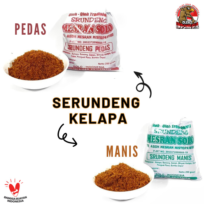 

Serundeng Kelapa Mesran Solo Pedas Manis 250 gram