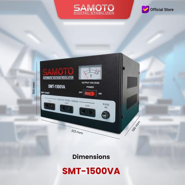 BERGARANSI Stabilizer SAMOTO 1500VA Stavol SERVO Motor Single Phase Stabilizer Listrik SMT1500VA