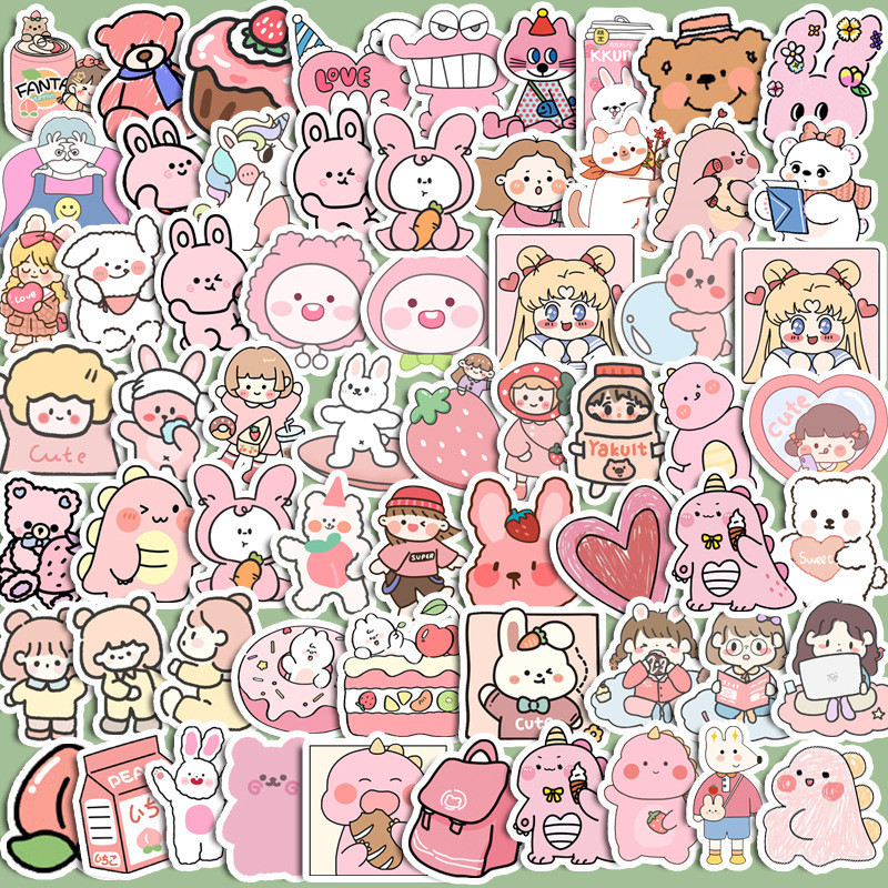 

90PCS Bobo Ream Korean Cartoon Stickers Ins Wind Cute Pink Girl Heart Notebook Phone Decoration Stickers