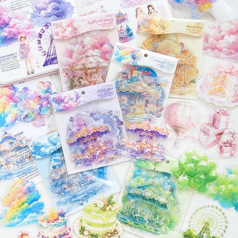 

JIANWU Floating Dream and Flowing Cloud Series Cloud Landscaping Material Collage PET Sticker Creative DIY Journal Stationery
