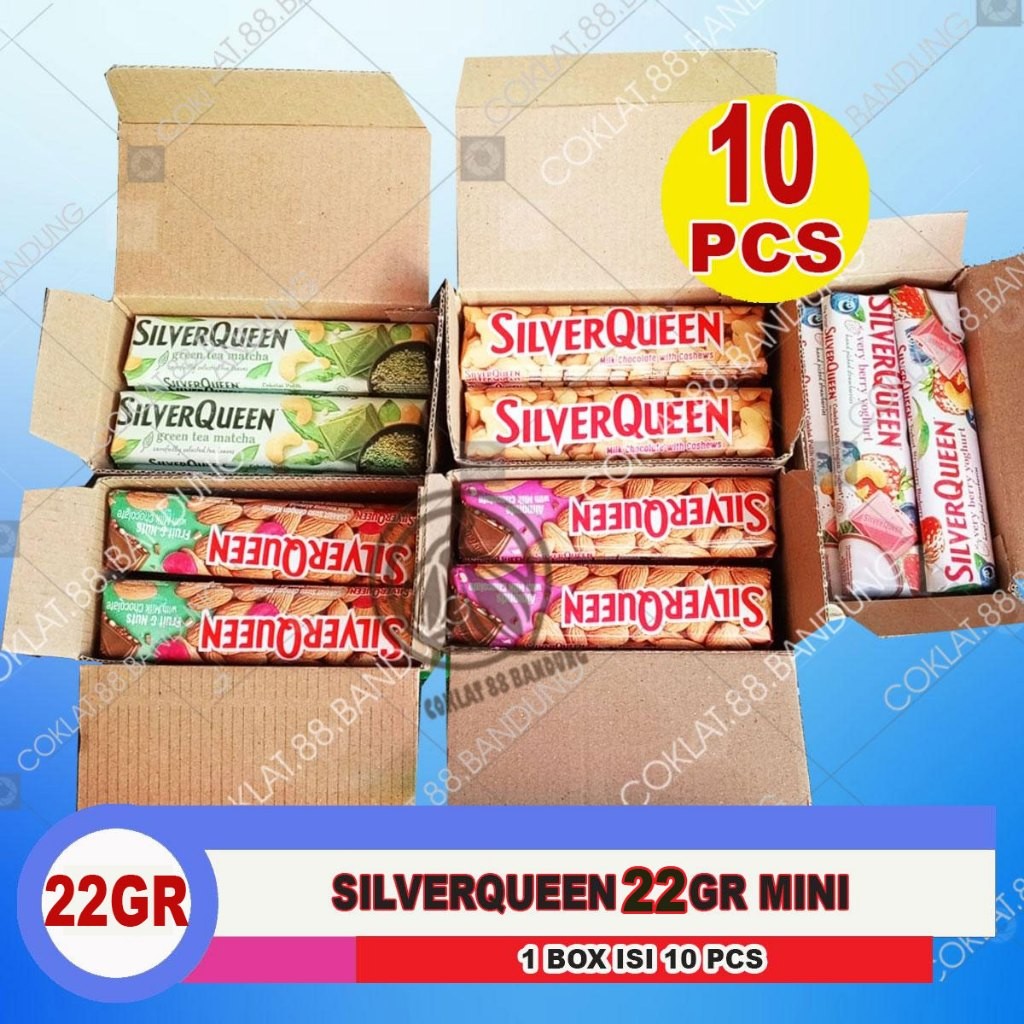 

COKLAT SILVERQUEEN 1 BOX MINI 22gr ISI 10 PCS, SILVERQUEEN 1 BOX KECIL 22 gram X 10 CHOCOLATE