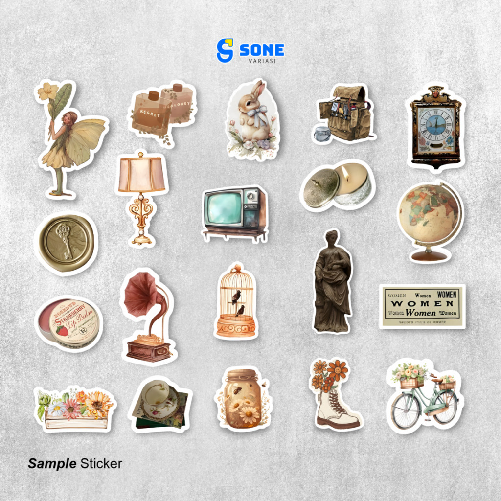 

Stiker Pack Aesthethic Vintage Vinyl Waterproof untuk Sticker Buku Journal Casing HP Laptop Tumbler
