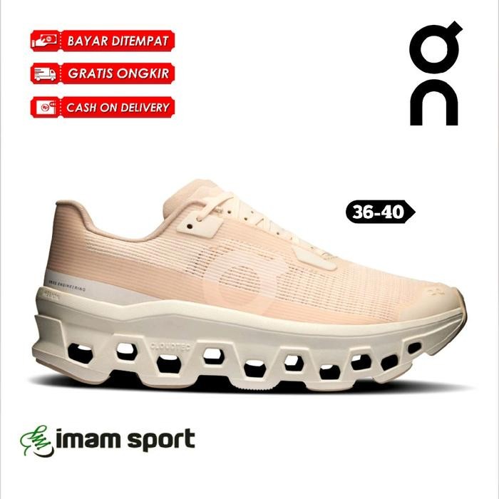 Sepatu Wanita On CloudMonster Void Ivory White Dew Running Shoes Outdoor Lari Women