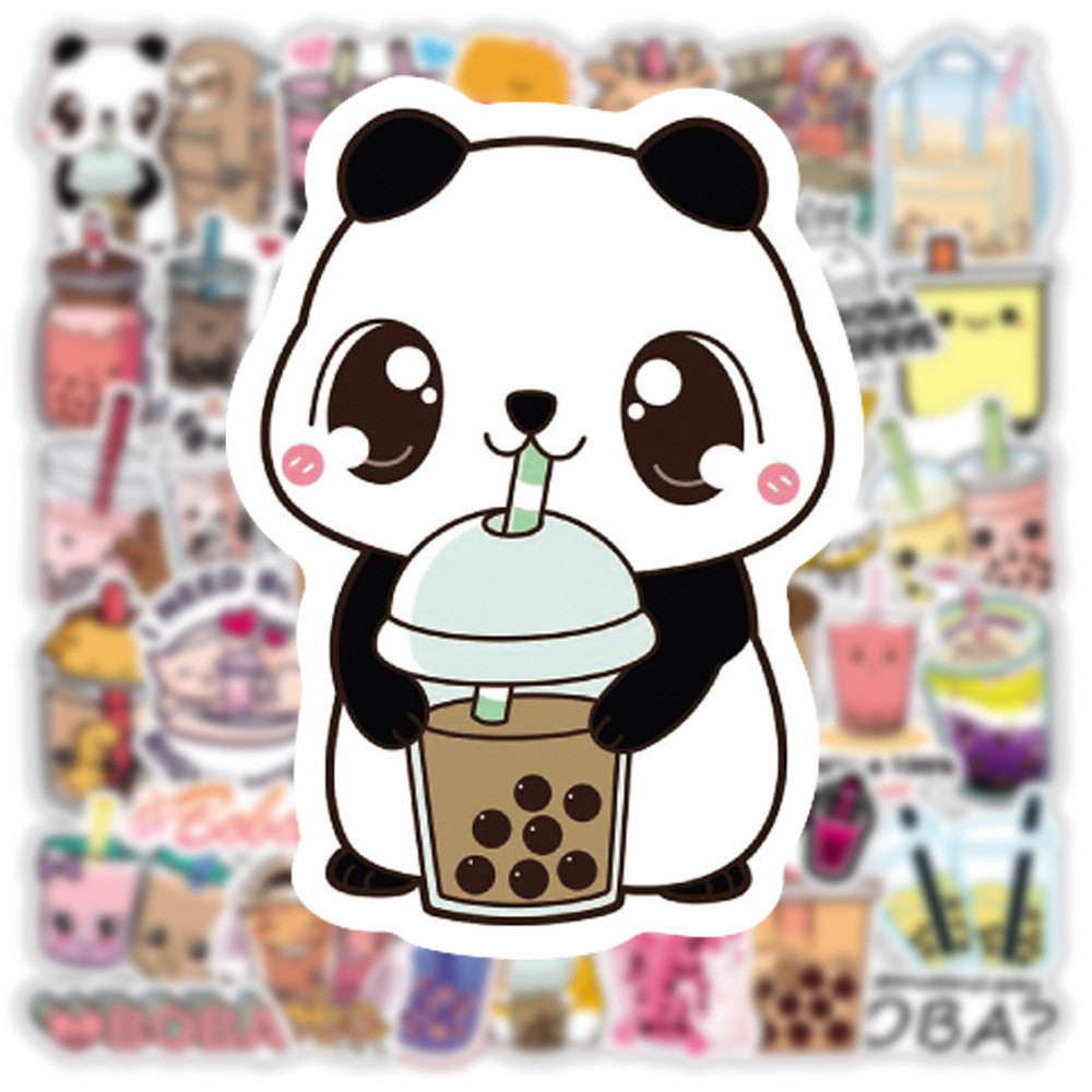 

50/100PCS Cute Cartoon Pearl Milk Tea Stickers Pack for Girl Boba Bubble Teas Decal Sticker To DIY Stationery Luggage Laptop