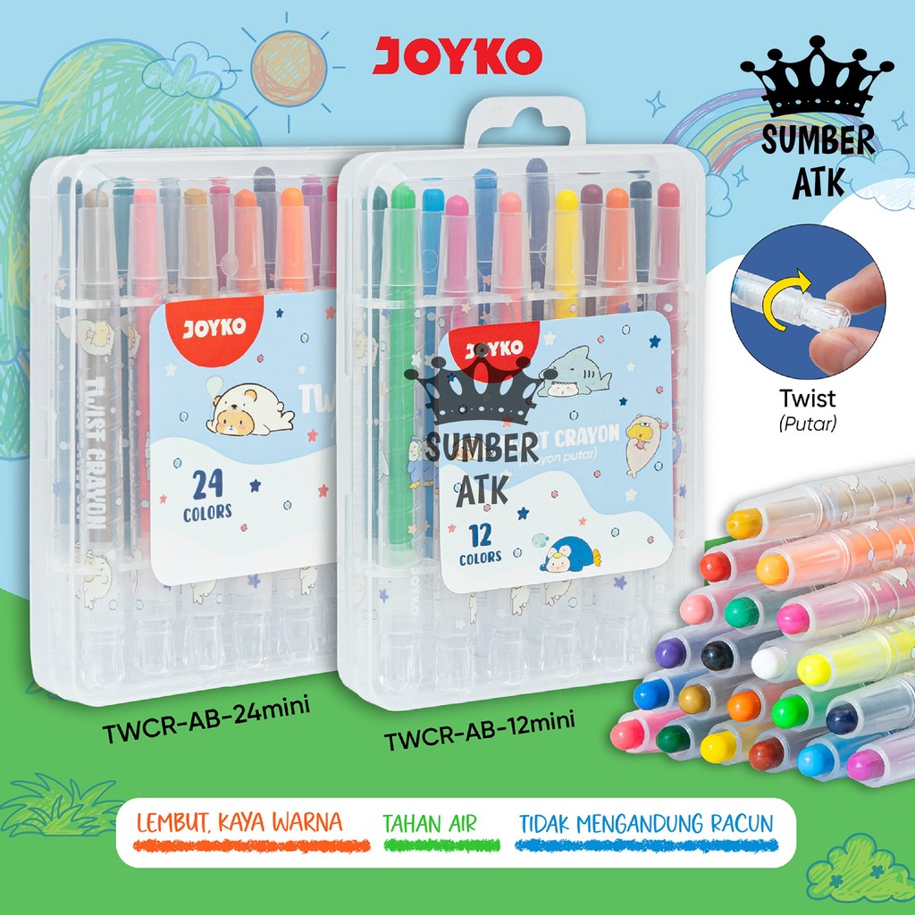 

Krayon Putar Mini JOYKO Twist Crayon TWCR-AB 12 24 Color Mini