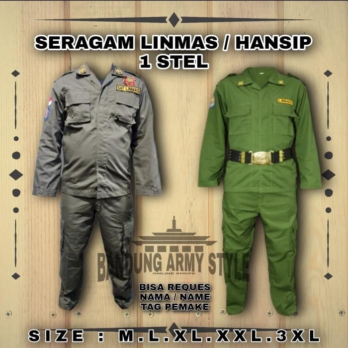 SERAGAM LINMAS.PAKAIAN LINMAS.SERAGAM HANSIP.PAKAIAN HANSIP - LINMAS HIJAU, M