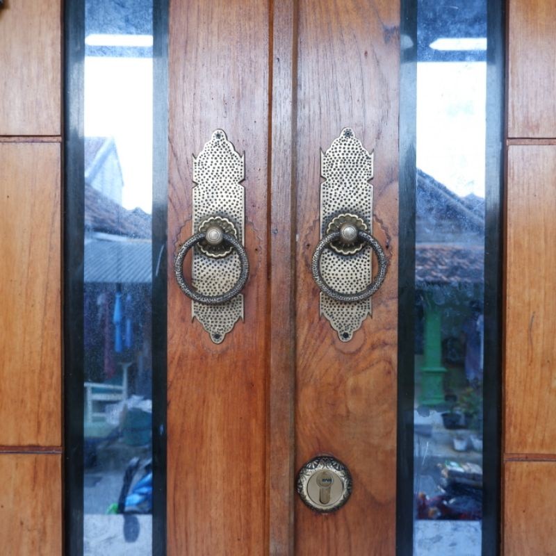 Handle Pintu Rumah Tarikan Pintu Kuningan Motif Gebyok Gby 100 Satu Pasang