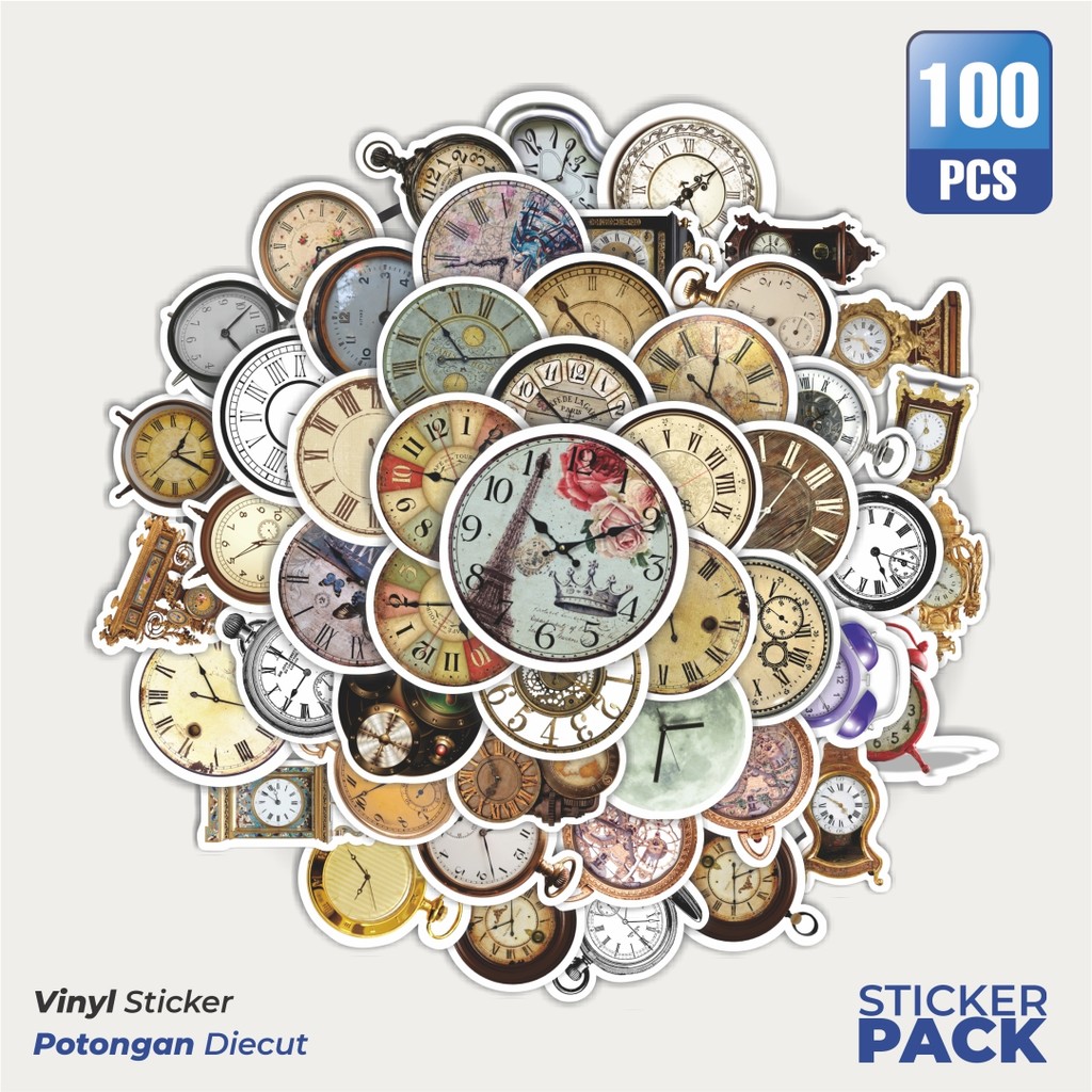 

Stiker Vinyl Sticker Jam Vintage Sticker Waterproof Aesthetic- Untuk Laptop, Motor, dan Helm - Paper Stationery Pack