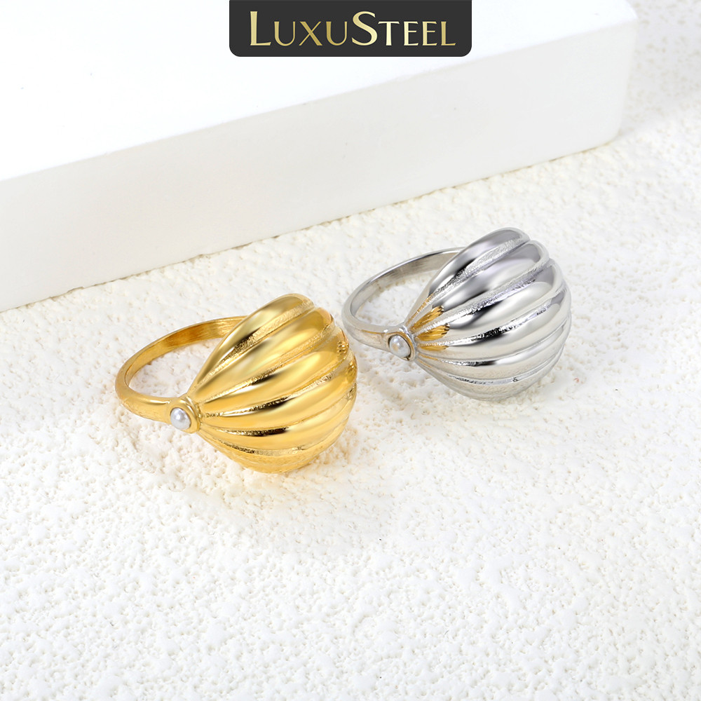 

LUXUSTEEL Fashion size 6-8 Punk Ring For Women Man Stainless Steel 18K Gold Plated Engagement Rings Jewelry Gift for Party