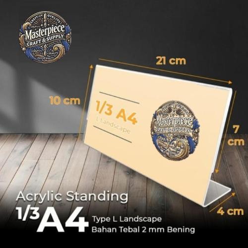Acrylic Tent Holder / Akrilik Tent Card 1/3 A4 L Landscape 2mm