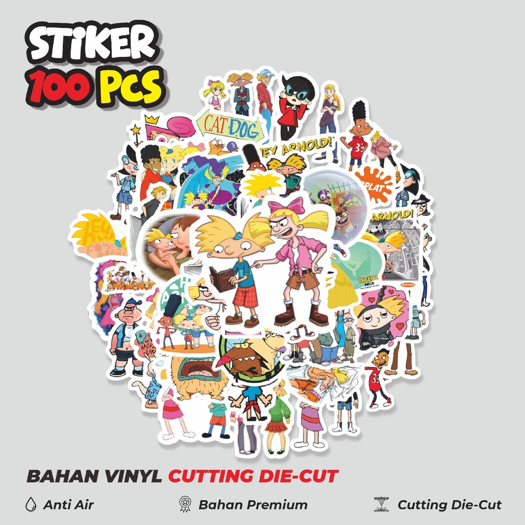 

Terbaru! 50 pcs Sticker Kartun Hey Arnold Sticker Dekorasi Lucu Kreatif untuk Notebook, Skateboard, HP
